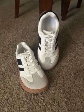 White and Black Retro Trainer Sneakers